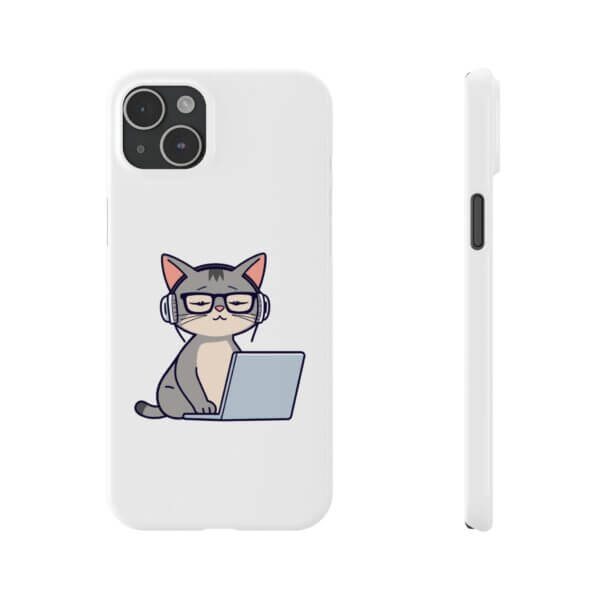 Tech-Loving Cat Slim Phone Cases - Unique Pet & Tech Design - Image 14