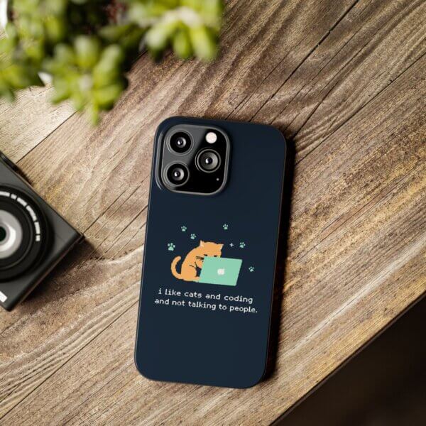 Cute Cat & Laptop Slim Phone Cases - Perfect for Tech Lovers - Image 4