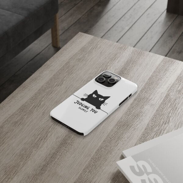 Judging You Silently Cat Slim Phone Case - Image 25