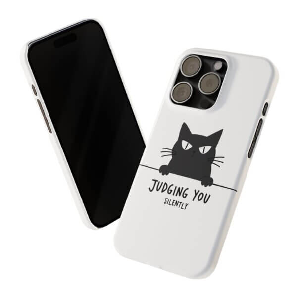 Judging You Silently Cat Slim Phone Case - Image 35