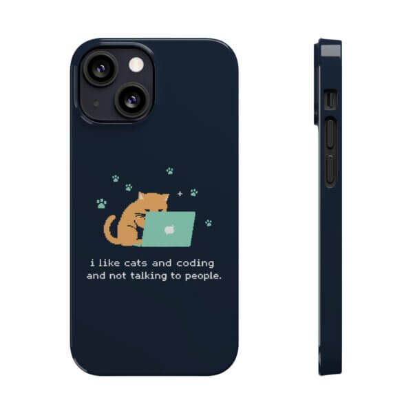 Cute Cat & Laptop Slim Phone Cases - Perfect for Tech Lovers - Image 3