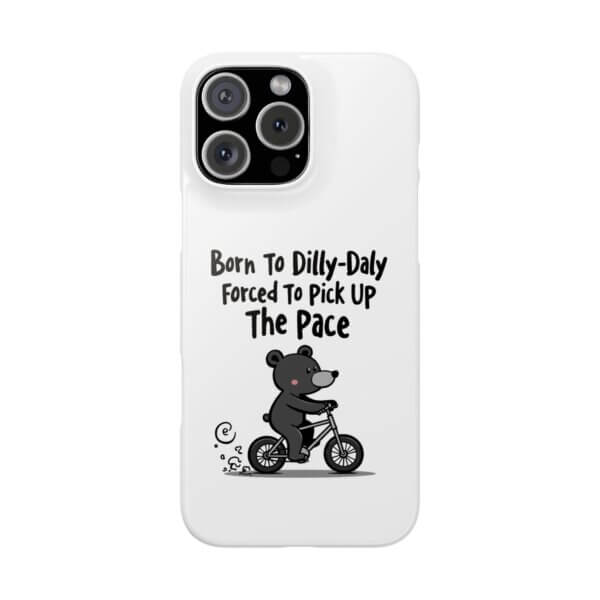 Born To Dilly Dally Slim iPhone Case - Black Bear Riding Bike - Image 19