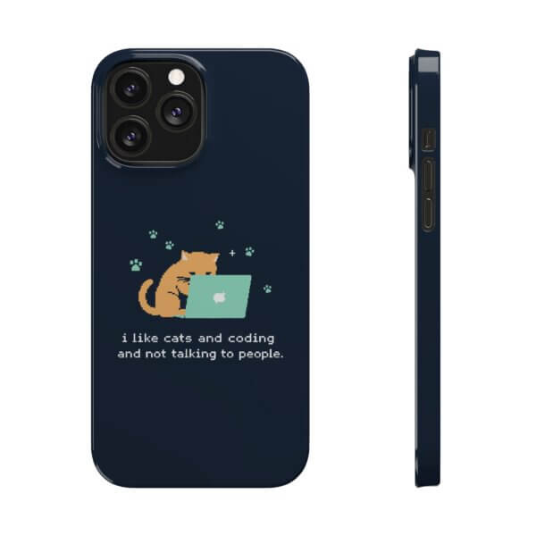 Cute Cat & Laptop Slim Phone Cases - Perfect for Tech Lovers - Image 5