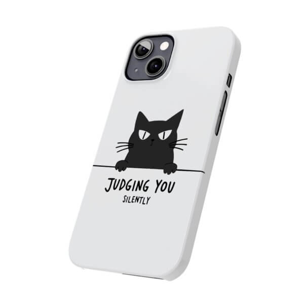 Judging You Silently Cat Slim Phone Case - Image 6