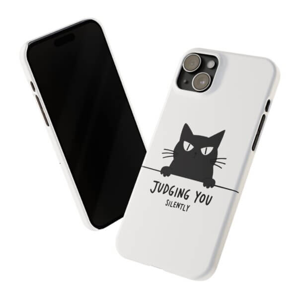 Judging You Silently Cat Slim Phone Case - Image 32