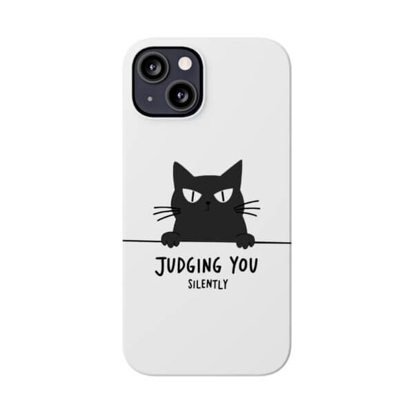 Judging You Silently Cat Slim Phone Case - Image 5