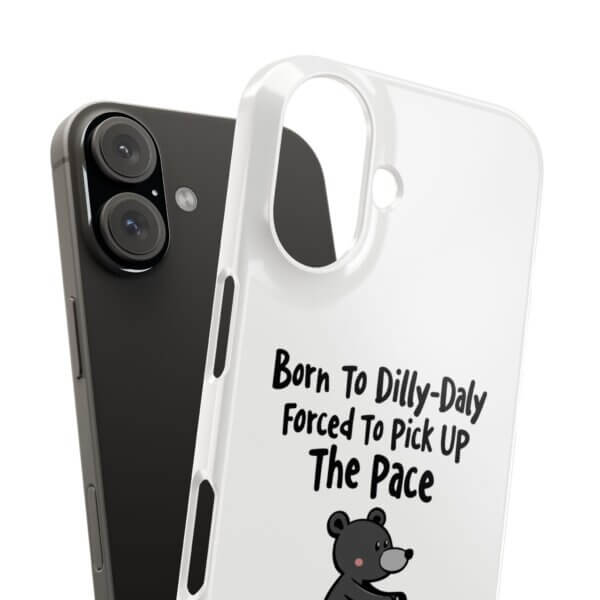 Born To Dilly Dally Slim iPhone Case - Black Bear Riding Bike - Image 16