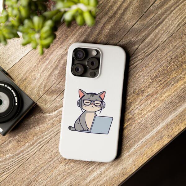 Tech-Loving Cat Slim Phone Cases - Unique Pet & Tech Design - Image 15