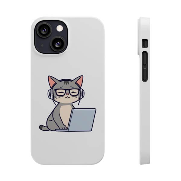 Tech-Loving Cat Slim Phone Cases - Unique Pet & Tech Design - Image 3