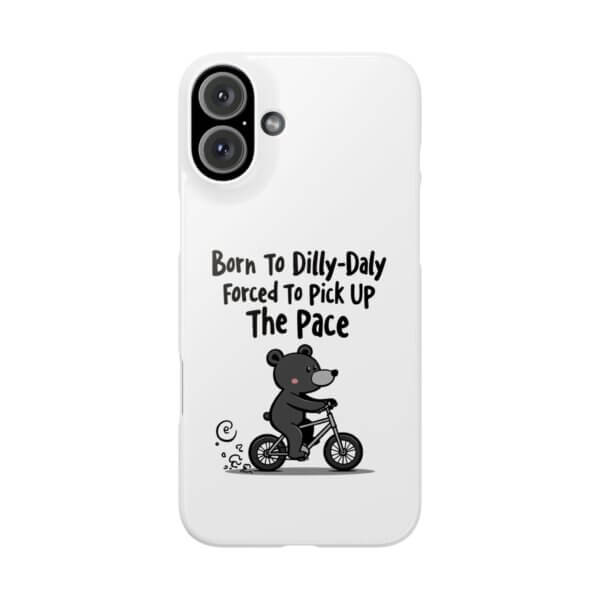 Born To Dilly Dally Slim iPhone Case - Black Bear Riding Bike - Image 18