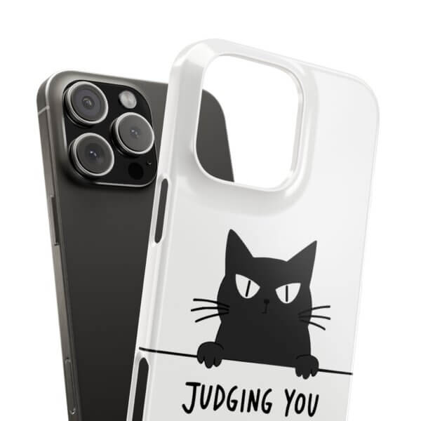 Judging You Silently Cat Slim Phone Case - Image 48