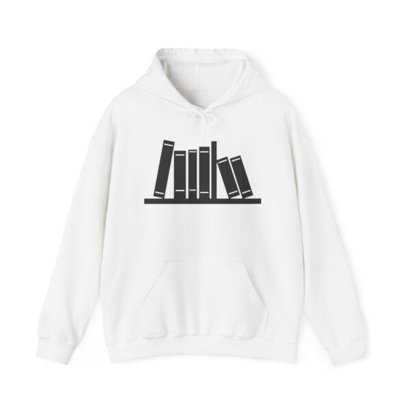 Literary Bookshelf Hoodie - Stack of Books Design for Readers - Image 2