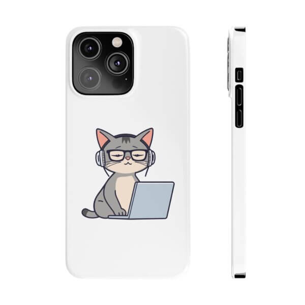 Tech-Loving Cat Slim Phone Cases - Unique Pet & Tech Design - Image 11