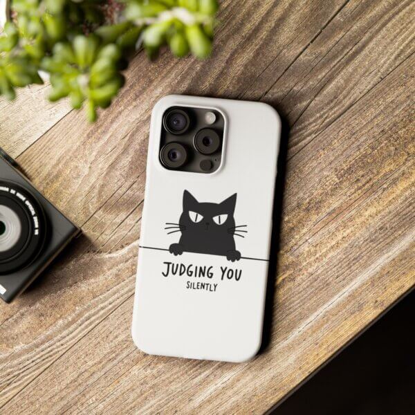 Judging You Silently Cat Slim Phone Case - Image 36