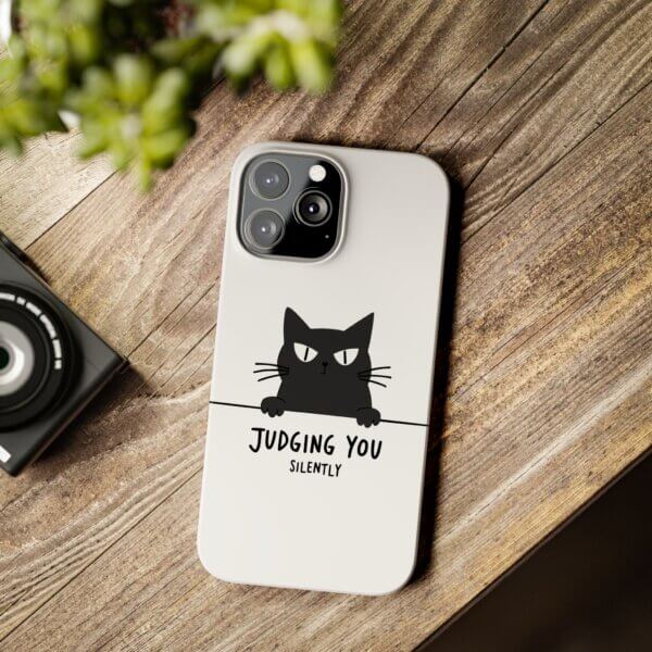 Judging You Silently Cat Slim Phone Case - Image 19