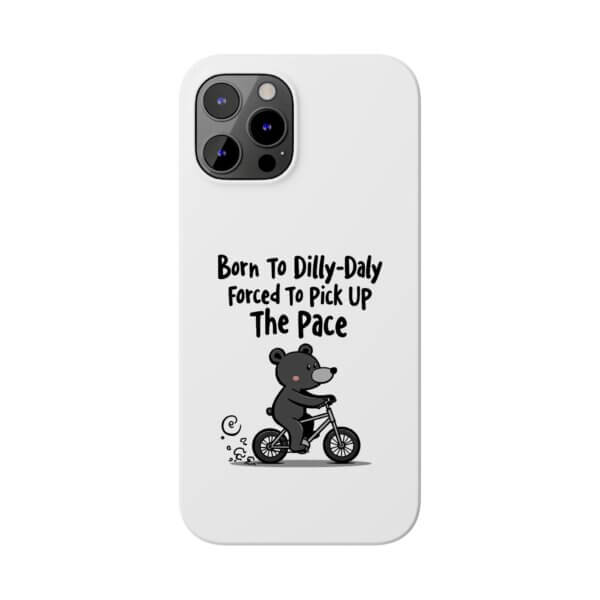 Born To Dilly Dally Slim iPhone Case - Black Bear Riding Bike - Image 8