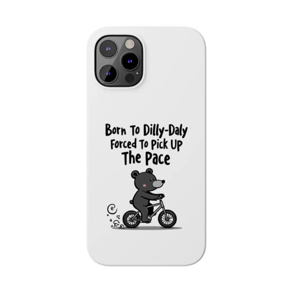 Born To Dilly Dally Slim iPhone Case - Black Bear Riding Bike - Image 6