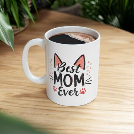 Red Cat Crown Mug - Best Mom Ever Gift