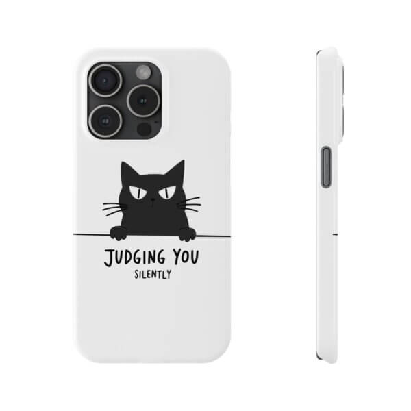 Judging You Silently Cat Slim Phone Case - Image 34