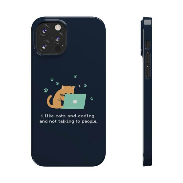 Cute Cat & Laptop Slim Phone Cases - Perfect for Tech Lovers - Image 6