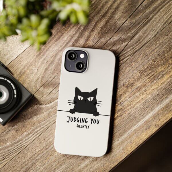 Judging You Silently Cat Slim Phone Case - Image 7