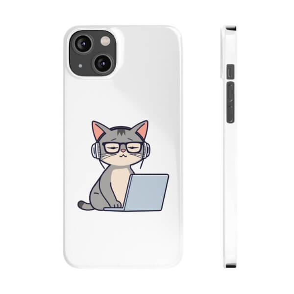 Tech-Loving Cat Slim Phone Cases - Unique Pet & Tech Design - Image 12