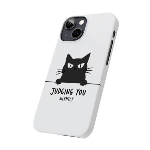 Judging You Silently Cat Slim Phone Case - Image 10