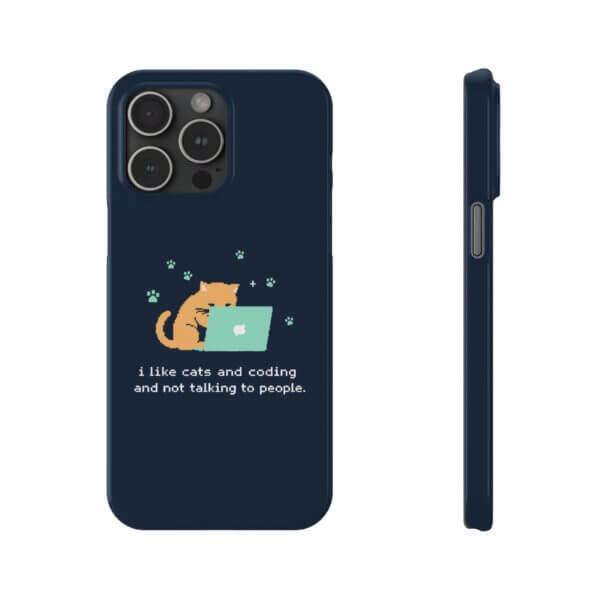 Cute Cat & Laptop Slim Phone Cases - Perfect for Tech Lovers - Image 16