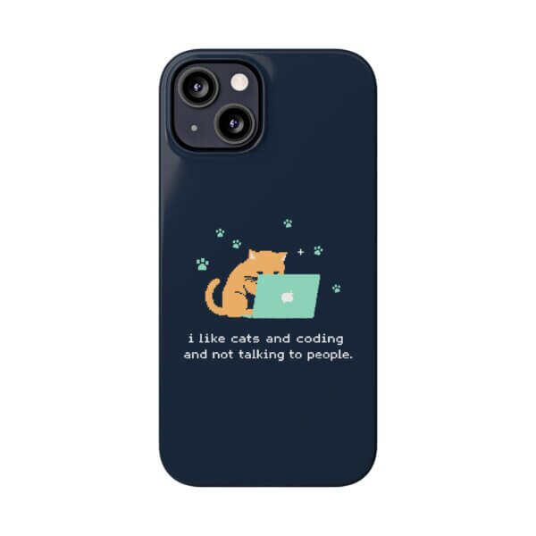 Cute Cat & Laptop Slim Phone Cases - Perfect for Tech Lovers - Image 2