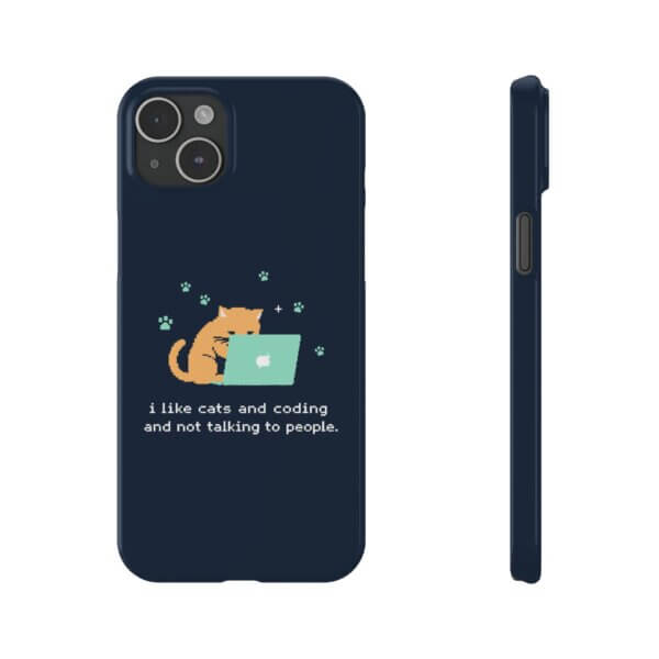 Cute Cat & Laptop Slim Phone Cases - Perfect for Tech Lovers - Image 14