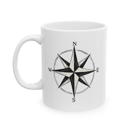 Artistic Compass Ceramic Mug - Perfect Gift for Adventure Enthusiasts