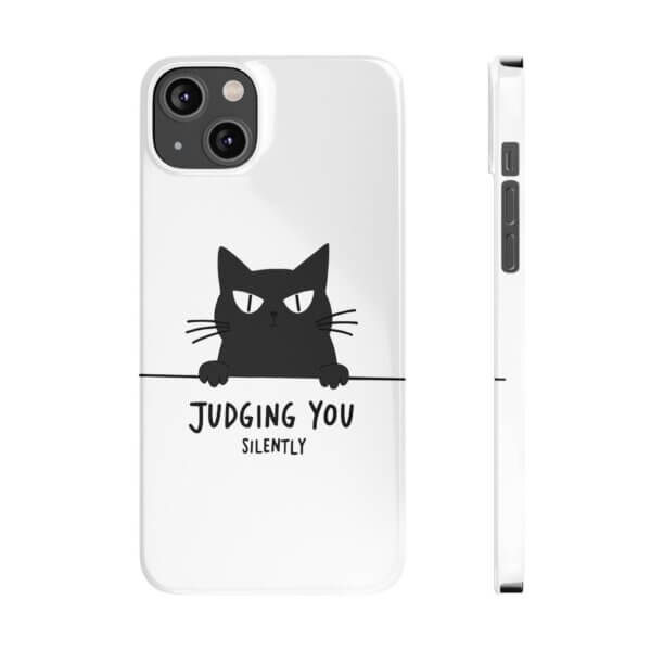 Judging You Silently Cat Slim Phone Case - Image 26