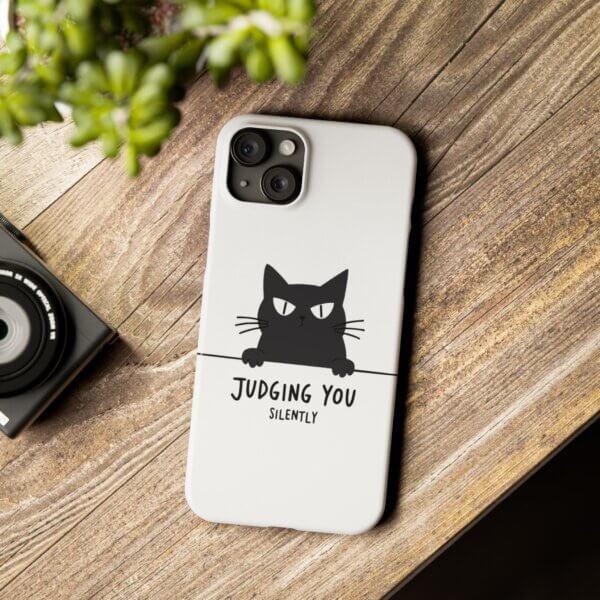 Judging You Silently Cat Slim Phone Case - Image 33