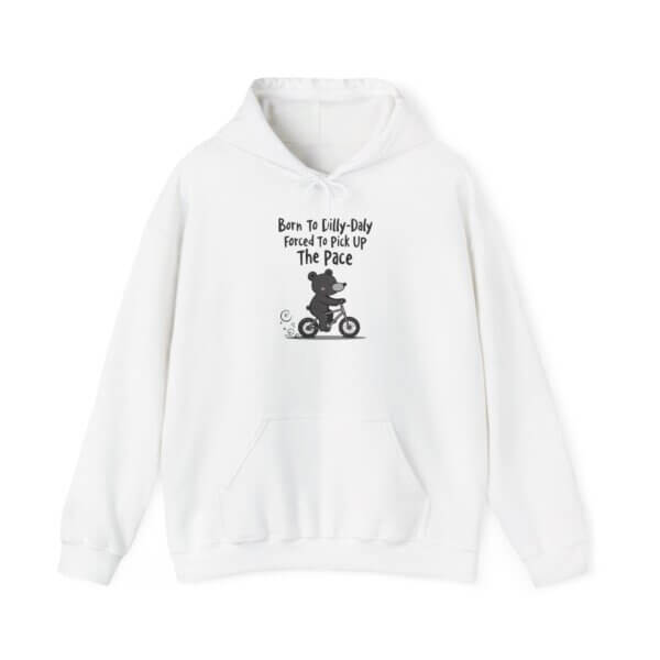 Black Bear on Bike Hoodie - Born To Dilly Dally - Image 2