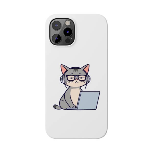 Tech-Loving Cat Slim Phone Cases - Unique Pet & Tech Design - Image 6