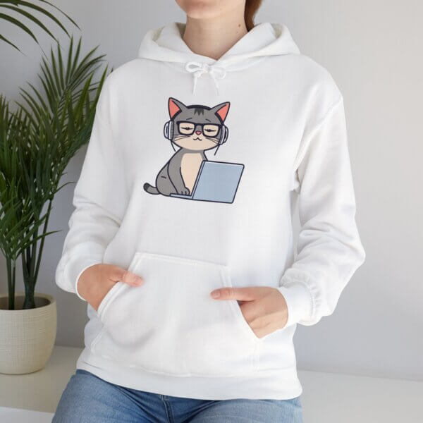 Tech-Oriented Cat Hoodie - Perfect for Pet Lovers & Tech Enthusiasts - Image 4