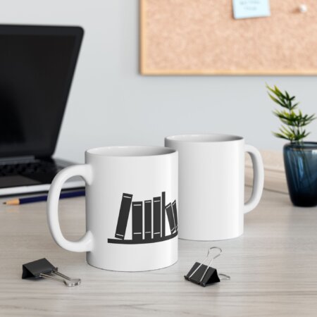 Book Stack Ceramic Mug - Intellectual Coffee Enthusiast