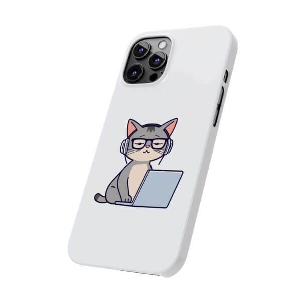 Tech-Loving Cat Slim Phone Cases - Unique Pet & Tech Design - Image 8