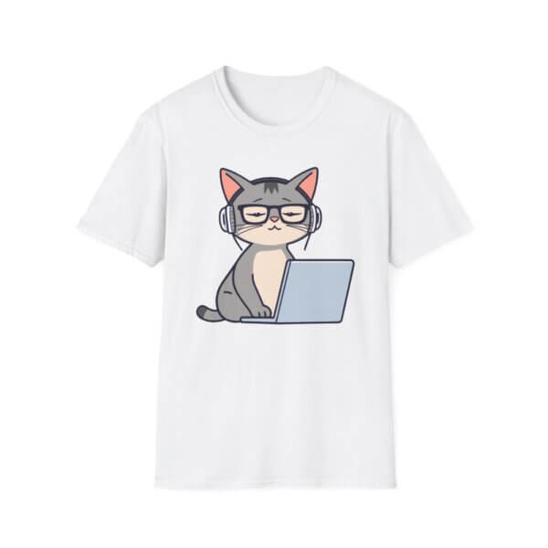 Tech-Savvy Cat T-Shirt - Perfect for Cat & Coffee Lovers