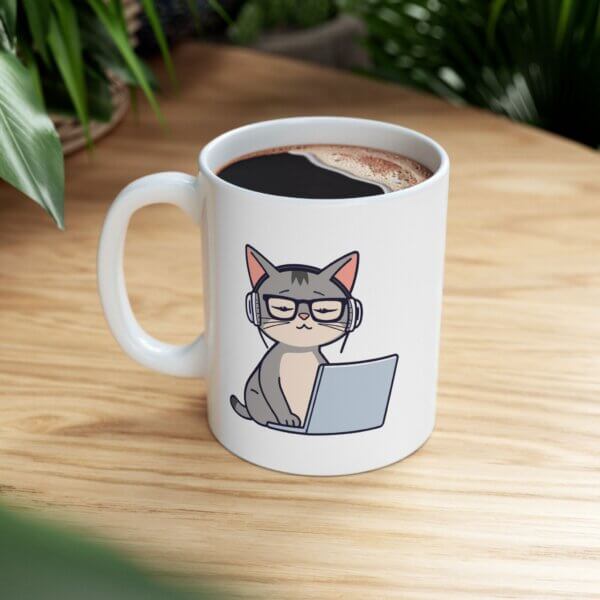 Tech-Focused Cat Ceramic Mug - Unique Gift for Coffee Enthusiasts - Image 4