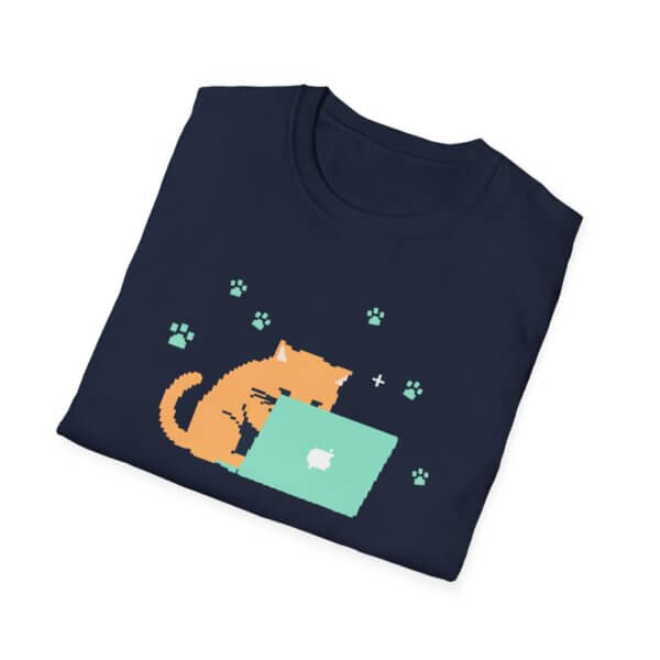 Cozy Cat Laptop T-Shirt - For Cat & Tech Lovers - Image 2