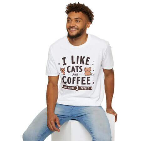 Cats & Coffee T-Shirt - Humorous Gift for Cat Lovers and Coffee Enthusiasts