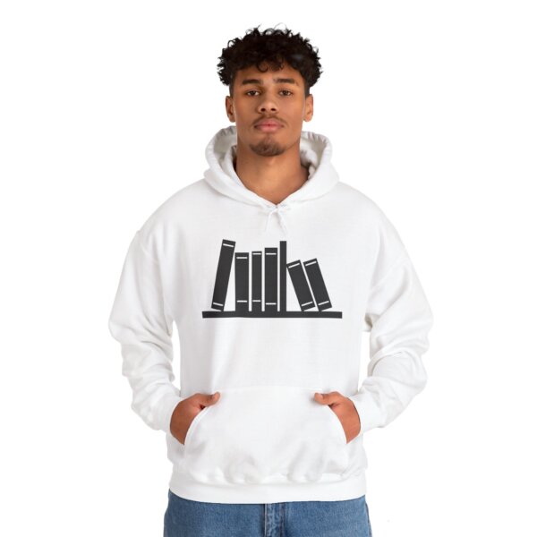 Literary Bookshelf Hoodie - Stack of Books Design for Readers - Image 4