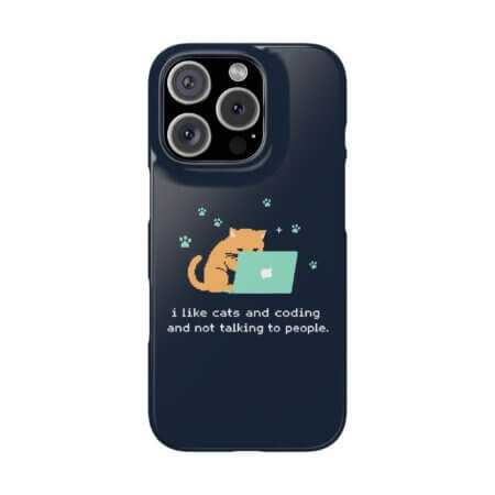 Cute Cat & Laptop Slim Phone Cases - Perfect for Tech Lovers