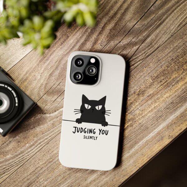 Judging You Silently Cat Slim Phone Case - Image 15