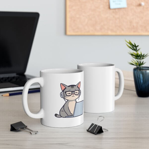 Tech-Focused Cat Ceramic Mug - Unique Gift for Coffee Enthusiasts - Image 3