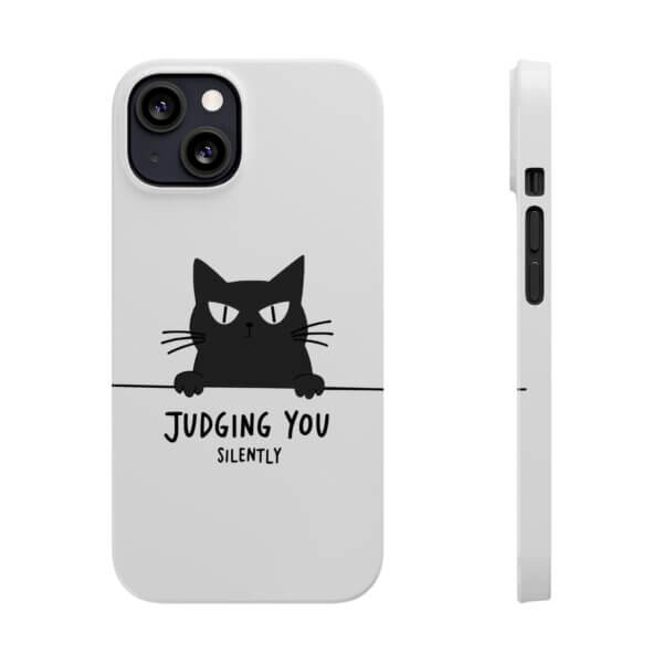 Judging You Silently Cat Slim Phone Case - Image 4