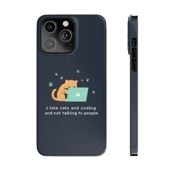 Cute Cat & Laptop Slim Phone Cases - Perfect for Tech Lovers - Image 11