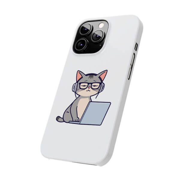 Tech-Loving Cat Slim Phone Cases - Unique Pet & Tech Design - Image 4