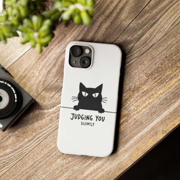 Judging You Silently Cat Slim Phone Case - Image 30